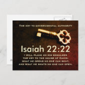 Isaiah 22:22 Schlüssel zum House of David Bible Ve Postkarte (Vorne/Hinten)