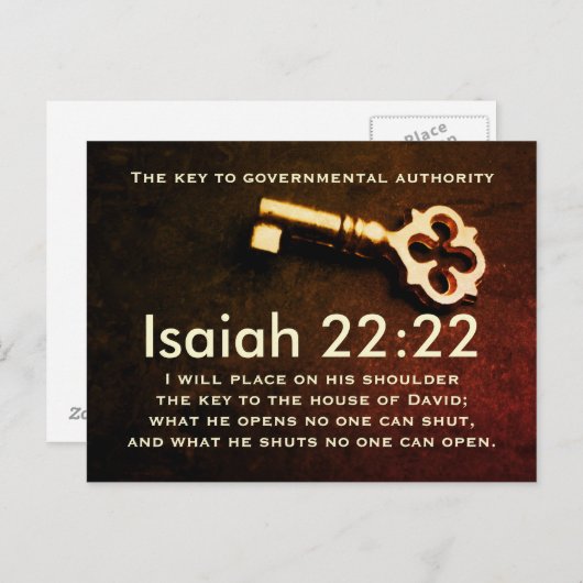 Isaiah 22:22 Schlüssel zum House of David Bible Ve Postkarte (Vorne/Hinten)