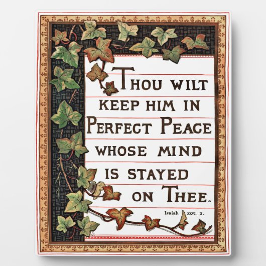 Isaiah 26:3 Viktorianisch Scripture Plaque Fotoplatte (Vorderseite)
