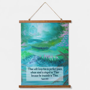 Isaiah 26:3 wandteppich mit holzrahmen