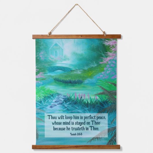 Isaiah 26:3 wandteppich mit holzrahmen (Vorderseite)