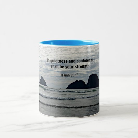 Isaiah 30:15 In Stille und Zuversicht soll Zweifarbige Tasse (Mittel)