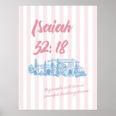 Isaiah 32:18 Bibelverse Friedliche Wohnung rosa Poster (Vorne)
