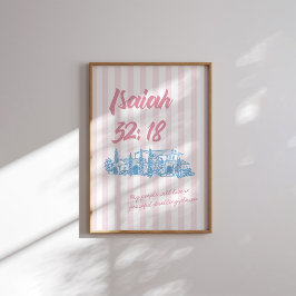 Isaiah 32:18 Bibelverse Friedliche Wohnung rosa Poster