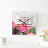 Isaiah 35:1 - die Wüste wird sich freuen und blühe Quadratische Wanduhr (Zuhause)