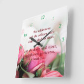 Isaiah 35:1 - die Wüste wird sich freuen und blühe Quadratische Wanduhr (Winkel)