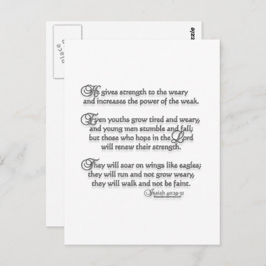 Isaiah 40:29-31 postkarte (Vorne/Hinten)