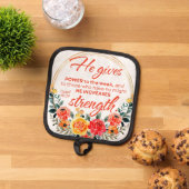 Isaiah 40:29 Er gibt Power eine Schrift der Roten Topflappen (Oben Unten)