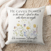 Isaiah 40:29 Er gibt Power Wildblumen Schrift