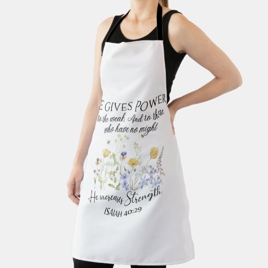 Isaiah 40:29 Er gibt Power Wildblumen Schrift Schürze (InSitu)