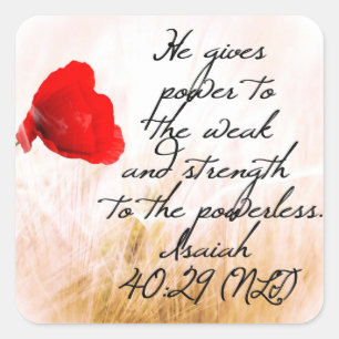 Isaiah 40:29 NLT Bible Verse Quadratischer Aufkleber