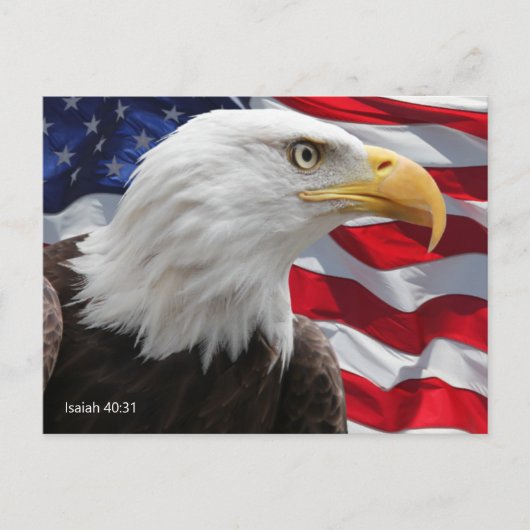 Isaiah 40:31 American Flag Mount Up on Eagle Wings Postkarte (Vorderseite)