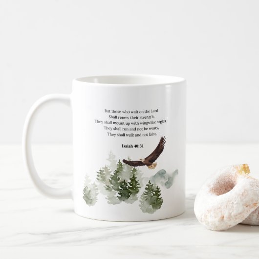 Isaiah 40:31 Berg mit Flügeln wie Adler Kaffeetasse (Mit Donut)