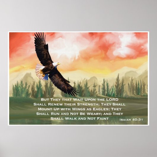 Isaiah 40:31 Bibelverse Monte on Wings Poster (Vorne)