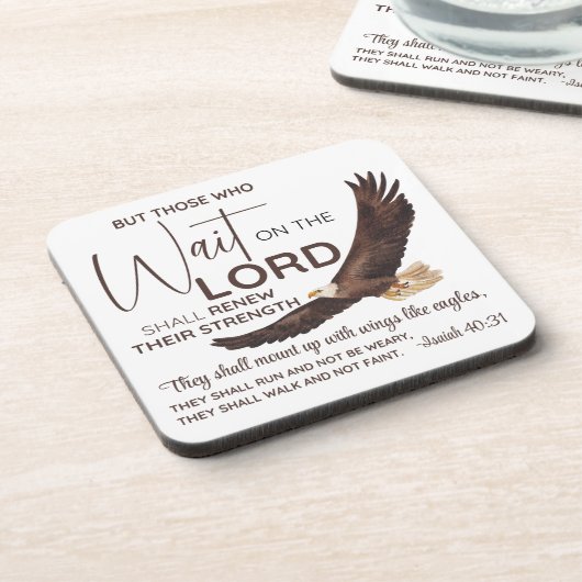 Isaiah 40:31 Die auf die Lord Scripture warten Getränkeuntersetzer (Linke Seite)