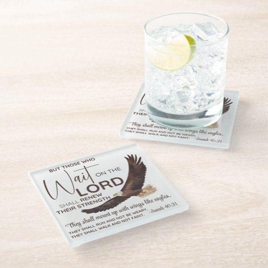 Isaiah 40:31 Die auf die Lord Scripture warten Glasuntersetzer (Schrägansicht)