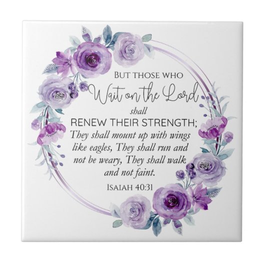 Isaiah 40:31 Die warten auf den Herrn Floral Fliese (Vorderseite)