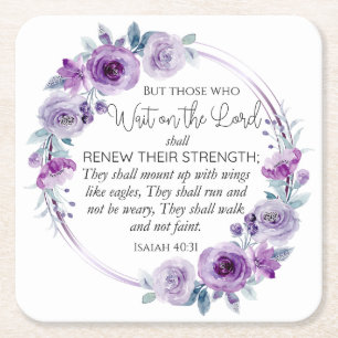Isaiah 40:31 Die warten auf den Herrn Floral Rechteckiger Pappuntersetzer