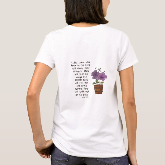 Isaiah 40:31 Hibiskus Scripture Verse T-Shirt (Rückseite)
