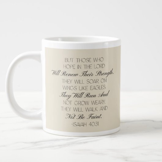 Isaiah 40:31 Hope Bible Verse Mug  Jumbo-Tasse (Links)