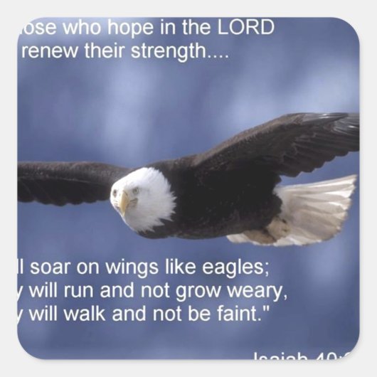 Isaiah 40:31 quadratischer aufkleber (Vorderseite)