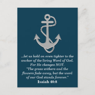 Isaiah 40:8 Bible Verse Gods Word Anker Aquamarin  Postkarte