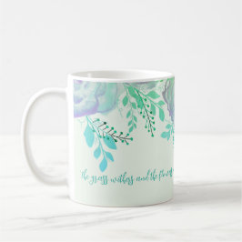 Isaiah 40:8 Bible Verse Light Green Blue Floral Kaffeetasse
