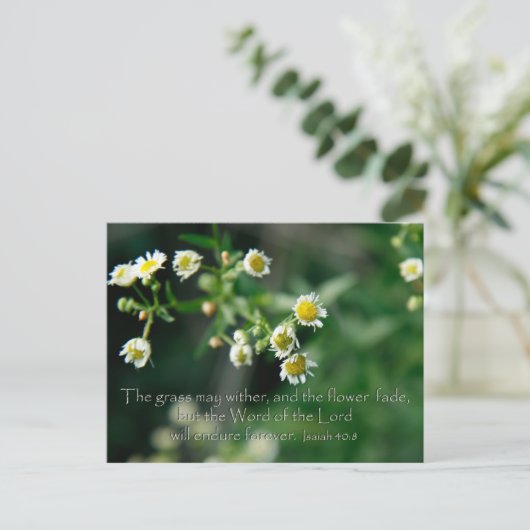 Isaiah 40:8 Das Gras kann verwelken und verblassen Postkarte (Stehend Vorderseite)