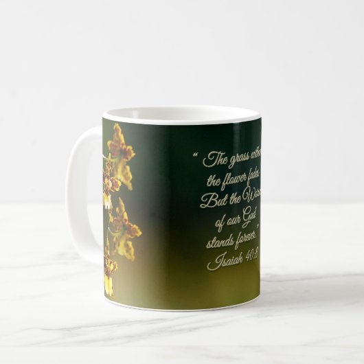 Isaiah 40:8 Inspiration Kaffeetasse (Vorderseite Links)