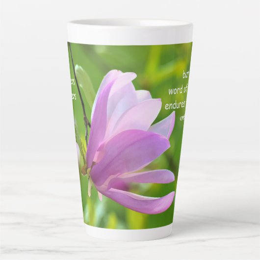 Isaiah 40:8 Latte Tasse (Vorderseite)