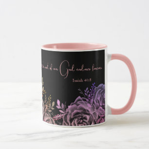 Isaiah 40:8 Schrift Rosa und Schwarze Rose Bläseri Tasse