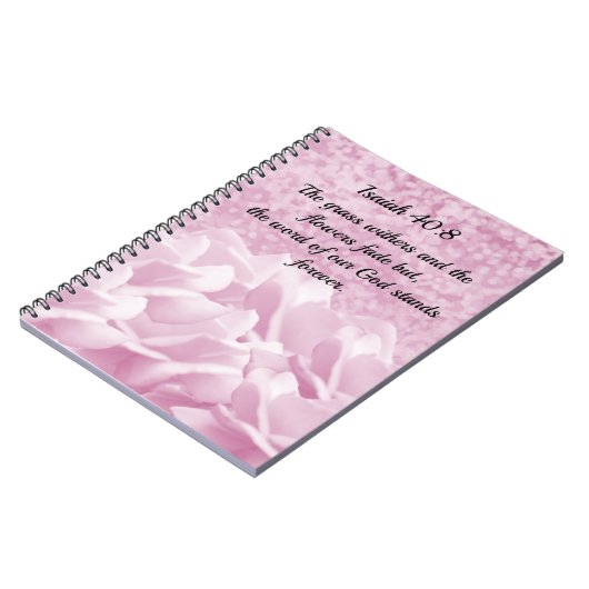 Isaiah 40:8 Scripture Verse Pink Roses Notebook Notizblock (Linke Seite)