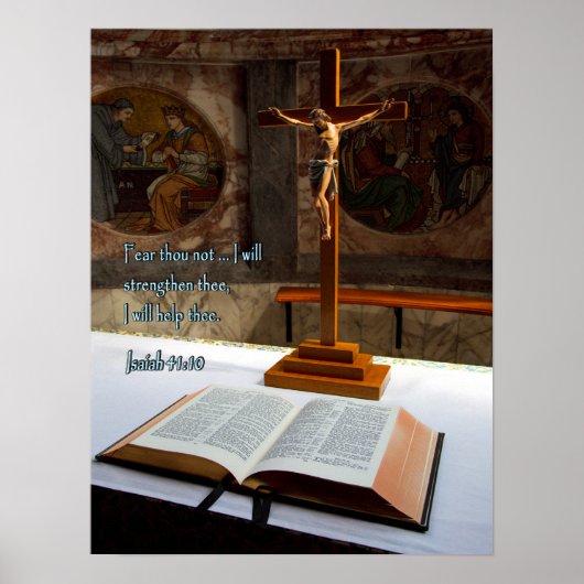 Isaiah 41:10 Bibel und Kreuz Poster (Vorne)