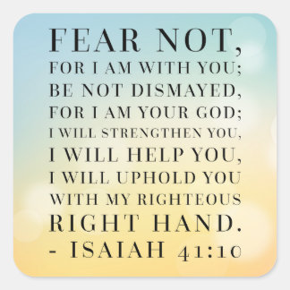 Isaiah 41:10 Bibelangebot Quadratischer Aufkleber