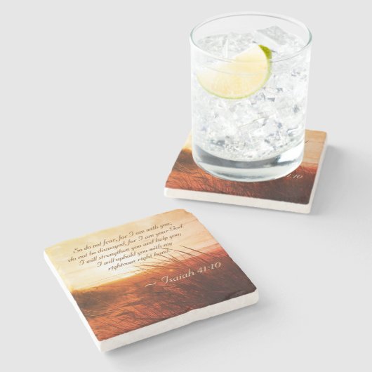 Isaiah 41:10 Bibelverse Fürchte nicht, dass ich be Steinuntersetzer (Seitenansicht)