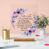 Isaiah 41:10 Furcht vor nicht Lila Schrift Acrylschild (Hochzeit)