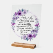 Isaiah 41:10 Furcht vor nicht Lila Schrift Acrylschild (Winkel)