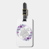 Isaiah 41:10 Furcht vor nicht Lila Schrift Gepäckanhänger (Vorderseite vertikal)