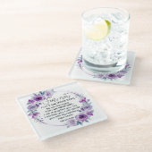 Isaiah 41:10 Furcht vor nicht Lila Schrift Glasuntersetzer (Schrägansicht)