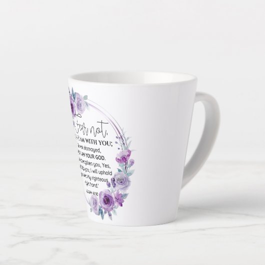 Isaiah 41:10 Furcht vor nicht Lila Schrift Milchtasse (Rechte Ecke)