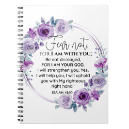 Isaiah 41:10 Furcht vor nicht Lila Schrift Notizblock