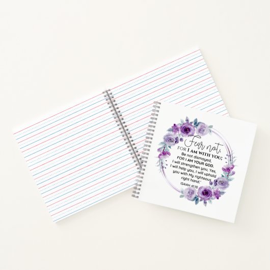 Isaiah 41:10 Furcht vor nicht Lila Schrift Notizblock (Innenseite)