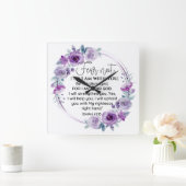 Isaiah 41:10 Furcht vor nicht Lila Schrift Quadratische Wanduhr (Zuhause)