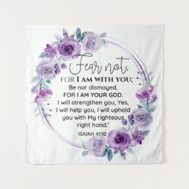 Isaiah 41:10 Furcht vor nicht Lila Schrift Wandteppich