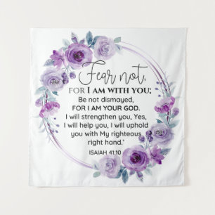 Isaiah 41:10 Furcht vor nicht Lila Schrift Wandteppich