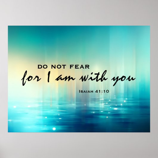 Isaiah 41:10 Ich bin mit dir Bible Verse Blue Poster (Vorne)