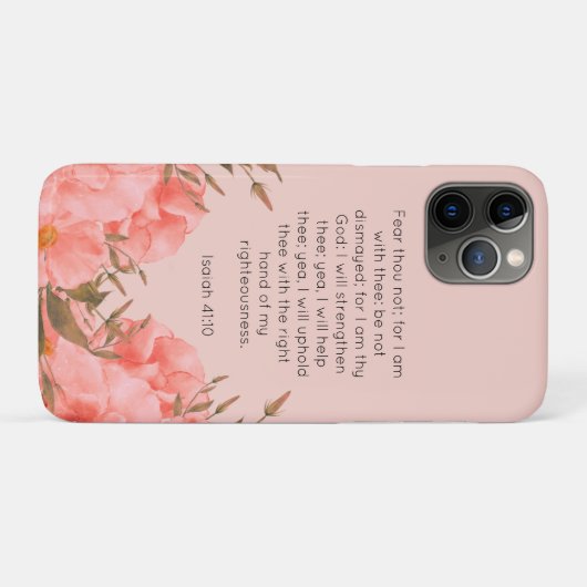 Isaiah 41:10 iPhone 11 Pro Case | Pink Florals (Rückseite (Horizontal))