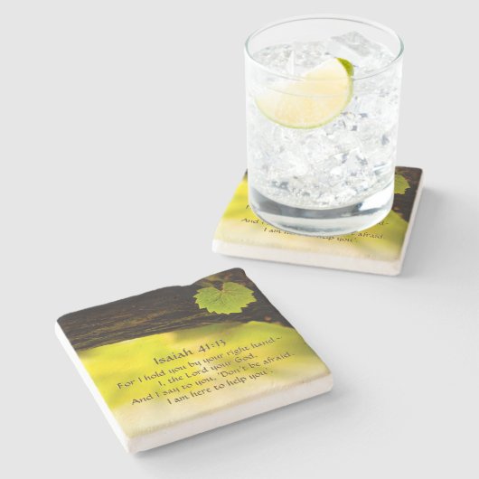 Isaiah 41:13 Ich halte dich an deiner rechten Hand Steinuntersetzer (Seitenansicht)