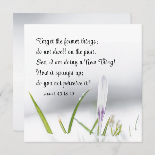 Isaiah 43:18 I am doing a NEW THING Bible Card (Vorne/Hinten)