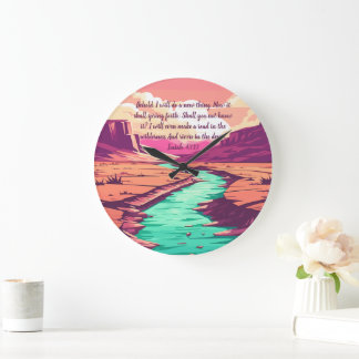 Isaiah 43:19 Throw pillow River Desert Große Wanduhr